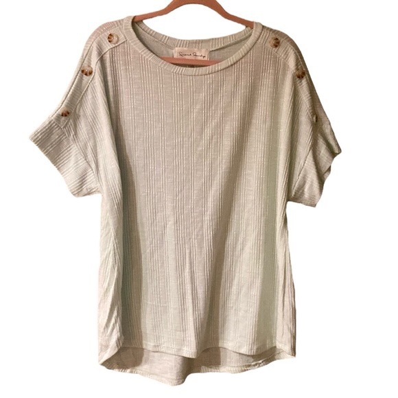 French Laundry Tops - French Laundry Mint Green/White Striped Textured Top - Size 2X - NWT